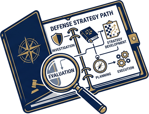 Criminal defense case evaluation and legal strategy