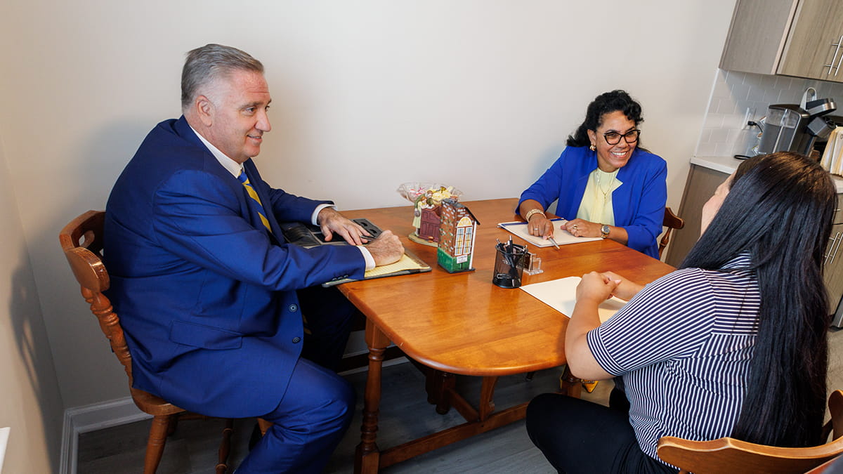 East Brunswick NJ DUI, DWI and traffic ticket lawyer Stephen Jones meeting with a client