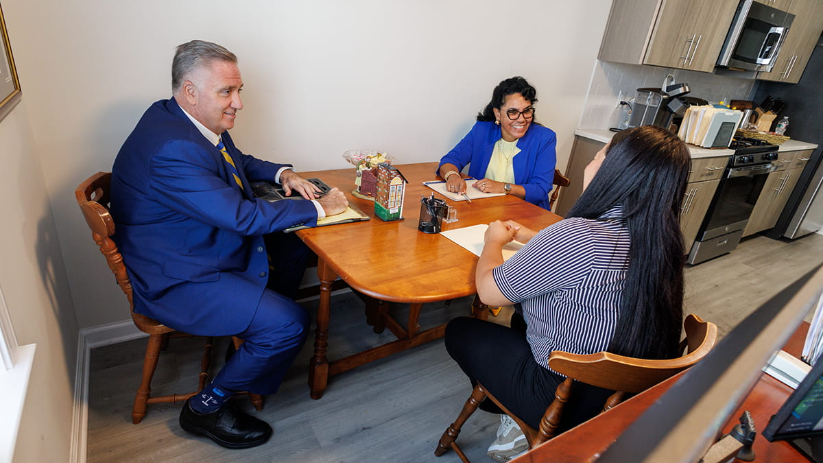 North Brunswick NJ DUI, DWI and traffic ticket lawyer Stephen Jones meeting with a client