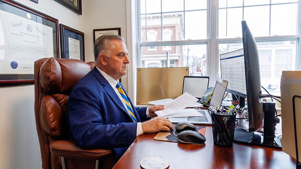 New Jersey criminal defense lawyer Stephen Jones preparing a defense strategy